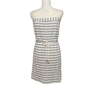 NWT Sandiva Heather Gray White Mini Dress Stripe Beach Coverup Pool Nautical New